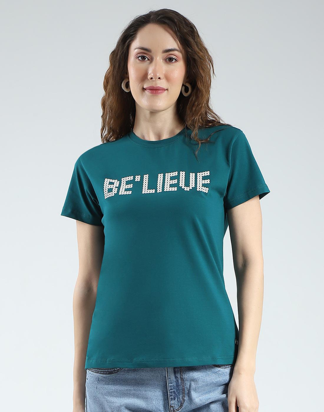 

Monte Carlo Women s Regular Fit Printed Half Sleeve Round Neck Top 3XL чирковый