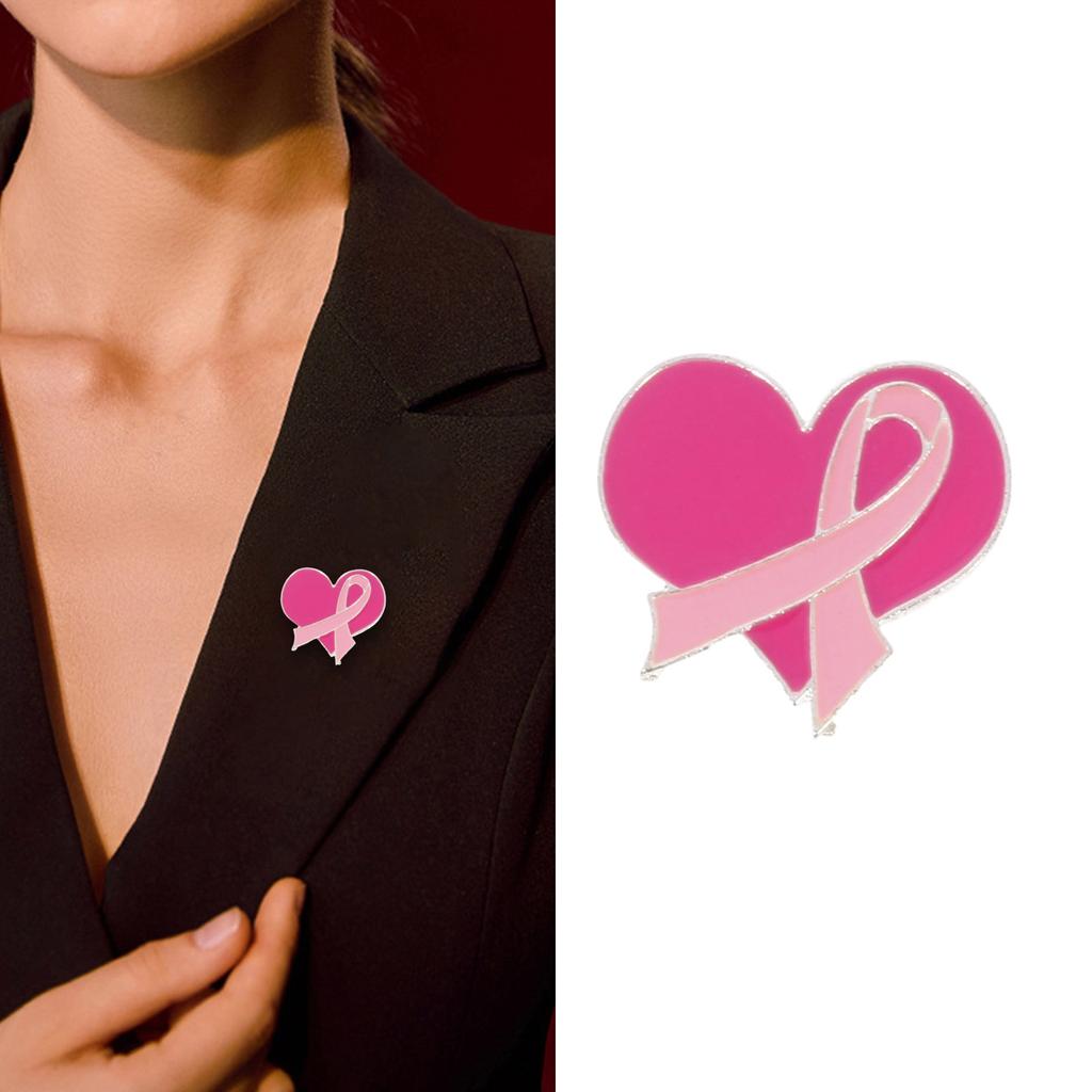 Elegant Breast Cancers Awareness Ribbon Brooch Sweater Lapel Pin for Women and Girls Clothes Decoration Accessories
