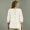 Camicetta Casual da Donna con Scollo a V Stampata a Maniche 3/4 con Nodo Frontale e Bordi Arricciati