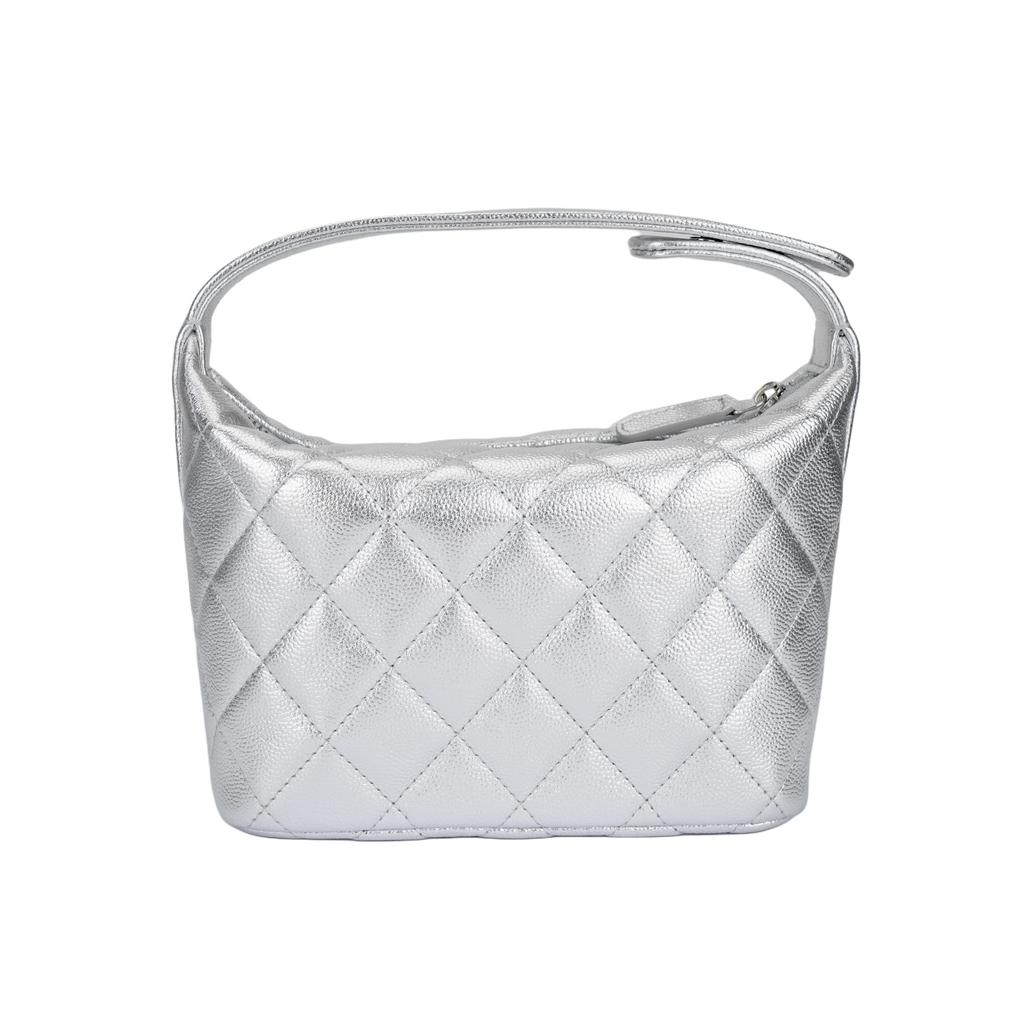 CHANEL Calfskin Handbag Women's Silver AP4386-B23404-U8301