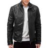 Winter business gentleman thermal zipper cardigan PU leather jacket stand-up collar slim leather jacket men