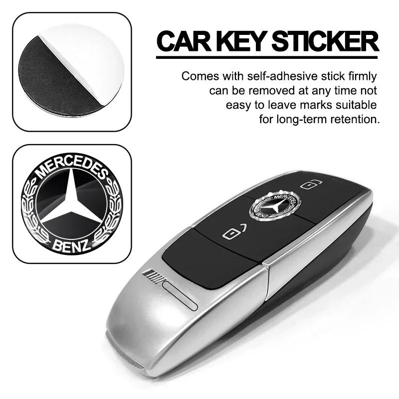 New For Mercedes Benz 11/14mm Aluminum Car Key Badge Sticker For Mercedes Benz W203 W204 W211 W210 W124 AMG W202 W212 W220 W205