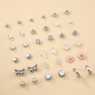 Paar Ohrringe Set Legierung Liebe Blume Perle Schmetterling Zirkon Diamant Ohrringe