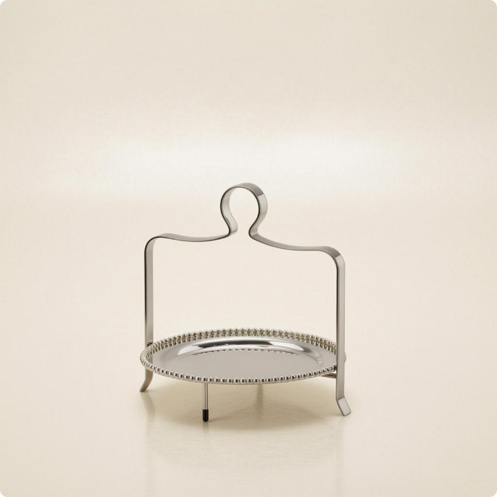 Dessert Stand with Handle Silver Stainless Steel Cake Stand Single Tier Dessert Riser Sturdy Easy to Clean for Bakers