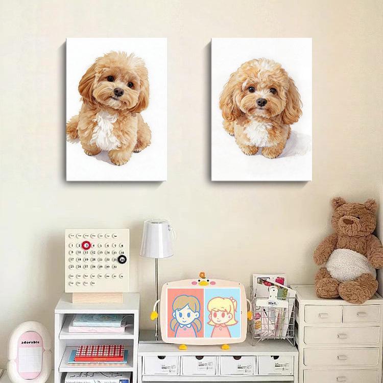 Custom Decorative Cute Dog Teddy Frameless Wall Painting for Living Room or Bedroom