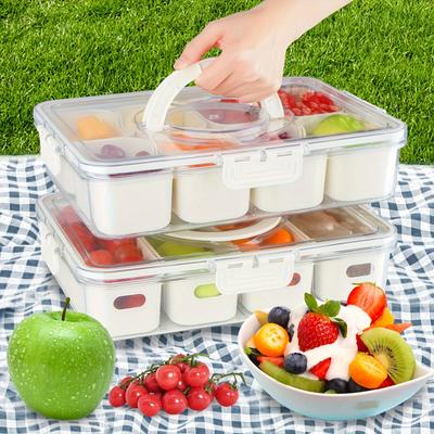 Unterteiltes Serviertablett, herausnehmbares Snackfach, Obstbehälter, Lebensmittelaufbewahrung, Snackle-Mittagessen-Organizer, Wursthalter für unterwegs, Süßigkeiten, Party, Salat