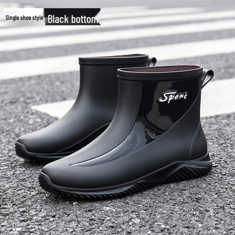 Men's Mid-Calf Non-Slip Fleece-Lined Rubber Rain Boots for Fashion, Work, and Outdoor Activities