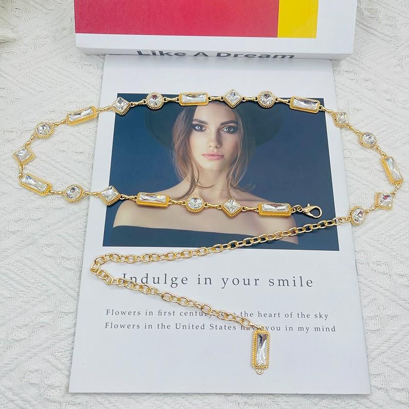 Punk Water Drilled Waist Chain For Women With Chain Link Decor For Summer Fashion