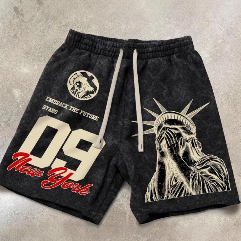 Street Hip Hop Free Muse Printed Shorts American Casual Loose Sports Pants Men's and Women's Same Trend