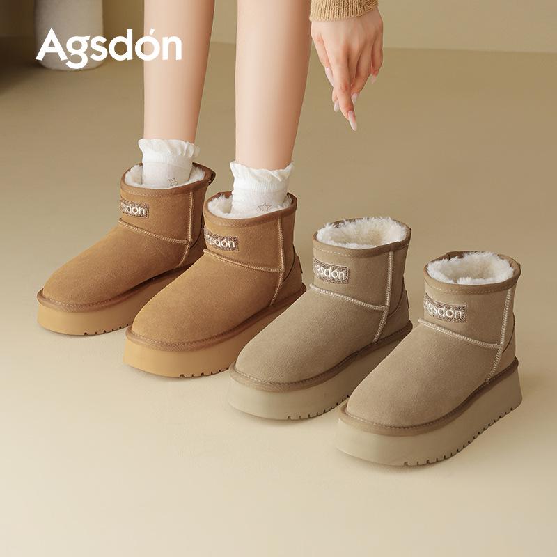 Augustus Snow Boots Women's 2025 New Autumn and Winter Thick-soled Piled Thickened Cotton Shoes Wear Bread Short Boots