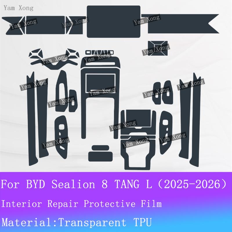 For BYD Sealion 8 TANG L Full Set Interior Film Gear Panel Transparent Protection Sticker Navigation Screen Anti-scratch Films