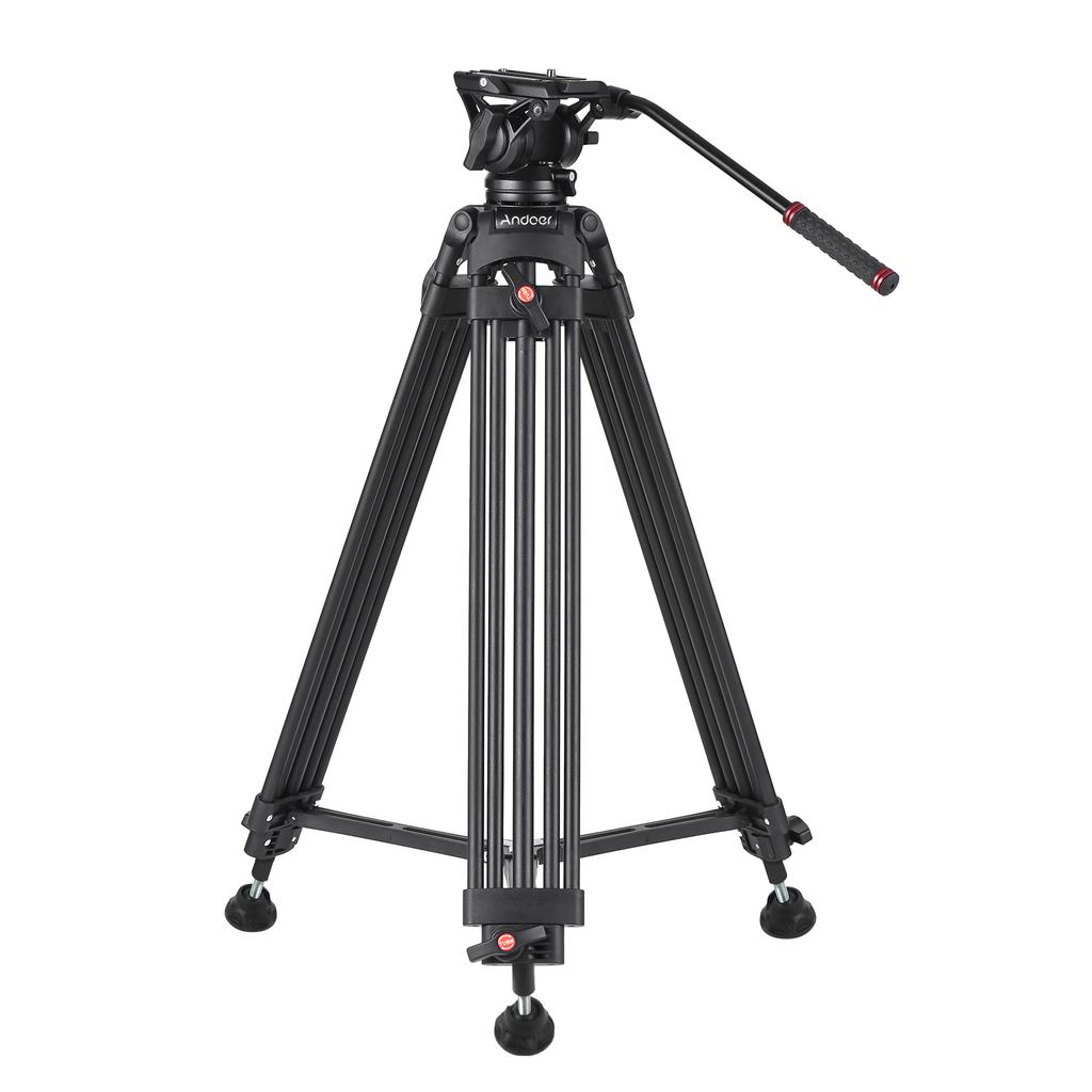 D1801 Professional Photography Tripod Stand Aluminium Alloy with 360 Degrees Panorama Fluid Hydraulic Bowl Head 3