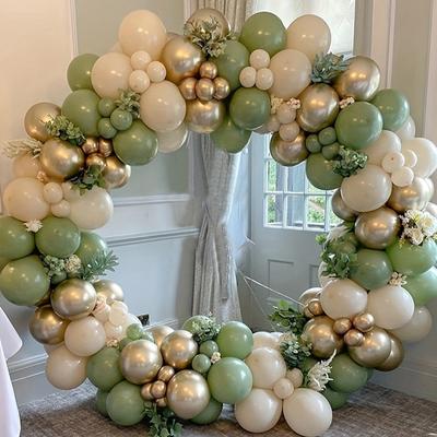 103PCS Retro Green White Balloon Garland Beige Sand Balloons Arch Kit Birthday Party Wedding Valentine's Day Backdrop Decoration