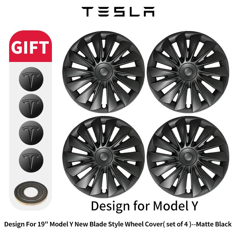4 шт. Колпаки на колеса для Tesla Model Y 2020-2024 Автомобильные 19-дюймовые Новые Колпаки на диски Колпаки на колеса Полный обод Колпаки на ступицы Аксессуары Tesla&2020-2024&Model Y 19Inch