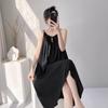 Suspender nightgown women's summer sexy long can wear cotton silk pajamas spring and autumn thin high-end loungewear