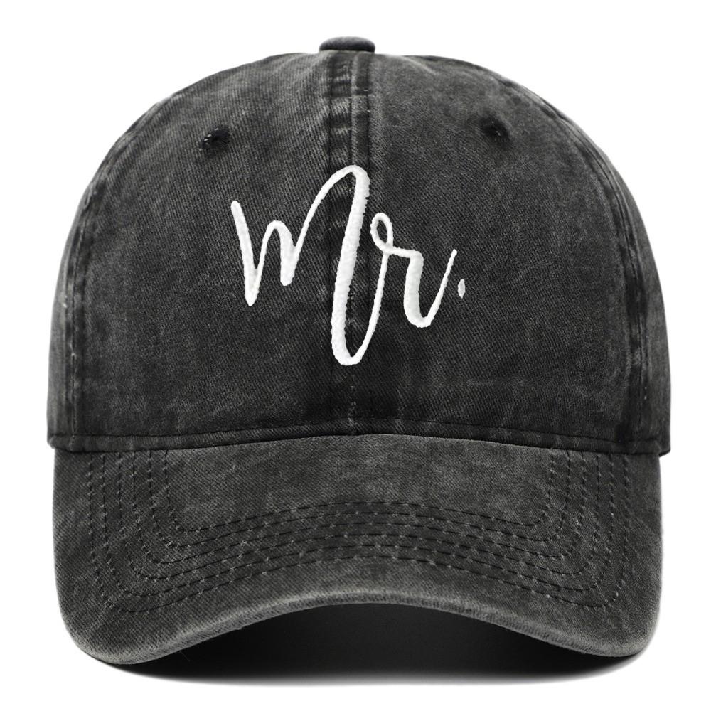 Adjustable Mr Mrs Embroidery Caps Washed Cotton Outdoor Sunscreen Hats Couple Baseball Hats