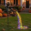 Verlichte Buiten Seizoensdecoratie Heksenketel Halloween Tuinlamp, Metalen Tuinpaal met LED-Slingers Pot Ornament Verlichting, Waterdicht Beeld voor