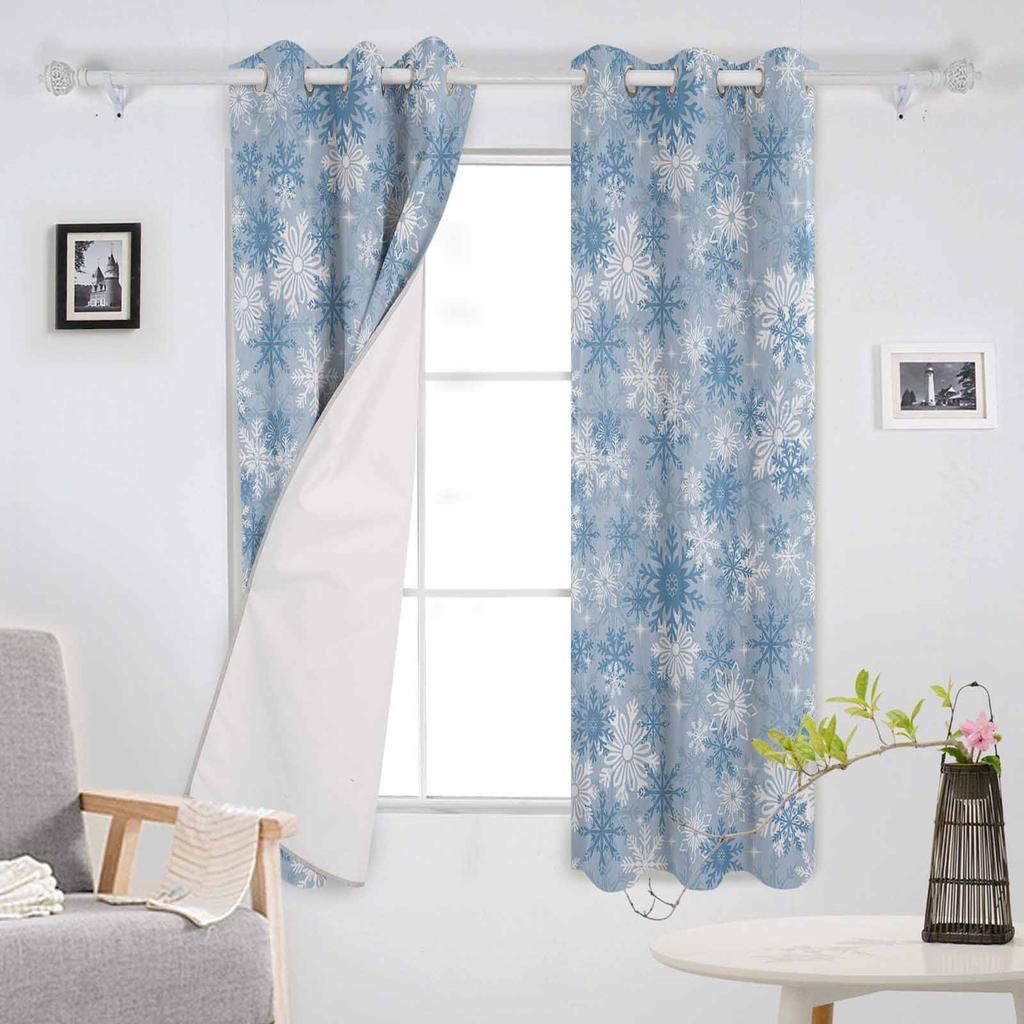 Snowflake Christmas Blackout Curtains For Living Room Bedroom Window Treatment Blinds Drapes Kitchen Curtains