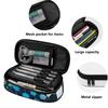 School Pencil Case 300D Polyester Lightweight Zip Around Closure with Main Compartment Mesh Pocket and Pen Slots for Classroom Use