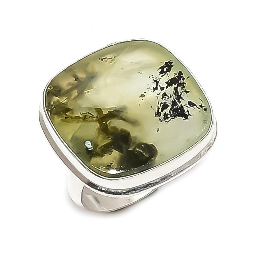 

Натуральный Пренит Драгоценный Камень 925 Стерлинговое Серебро Ювелирное Кольцо Размер 8.5 N1r88