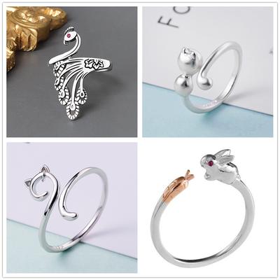 Cute Animal Adjustable Ring Jewelry Open Rings Girls Lovers Couples Ladies Ladies Valentine's Day Gifts