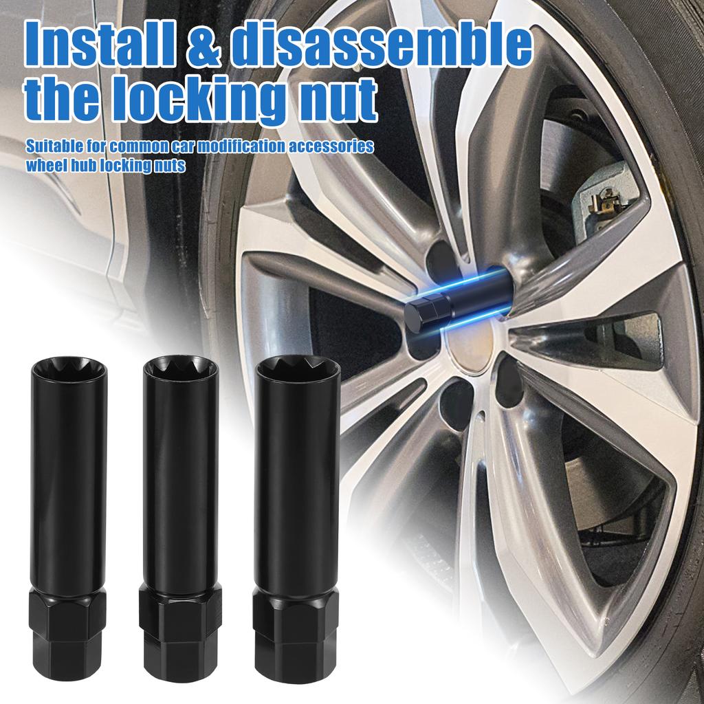 1/3 Pcs 10 Spline Lug Nut Socket Premium Steel Lug Nut Socket Tool Set Hex Drive Wheel Lock Removal Tools for Wheel Repairing