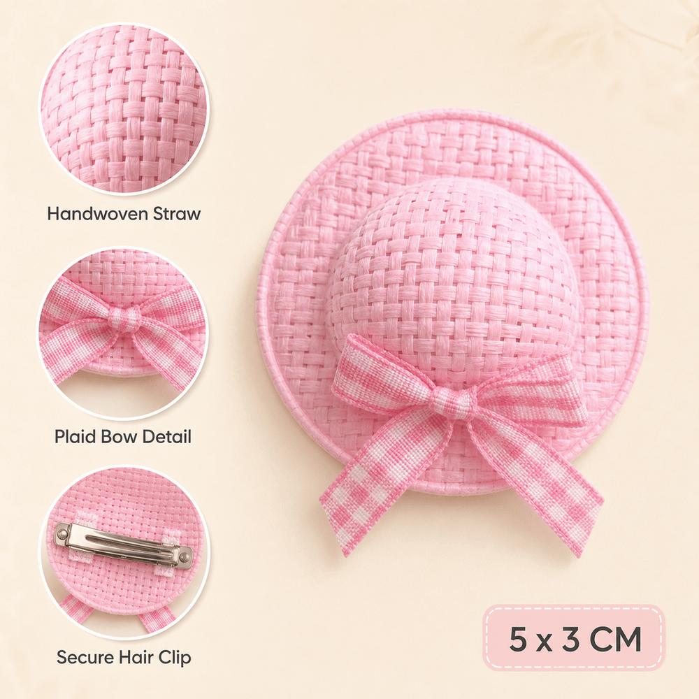 Duckbill Shape Mini Straw Hat Barrettes Handmade Side Hair Clip Hair Accessories Everyday Wear