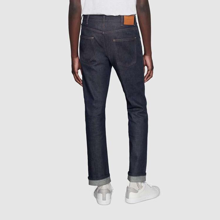 GUCCI Jeans Men's Dark Blue Moderate Slim Fit Pants 430368-XR188-4393