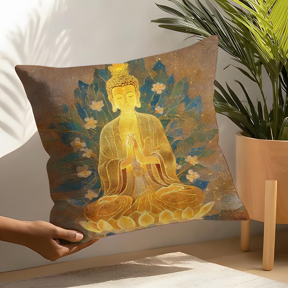 Buddhist Religious Art Pillow Case Linen Cushion Covers For Decorative Sofa Home Pillows Case Car Chair Pillows Cases