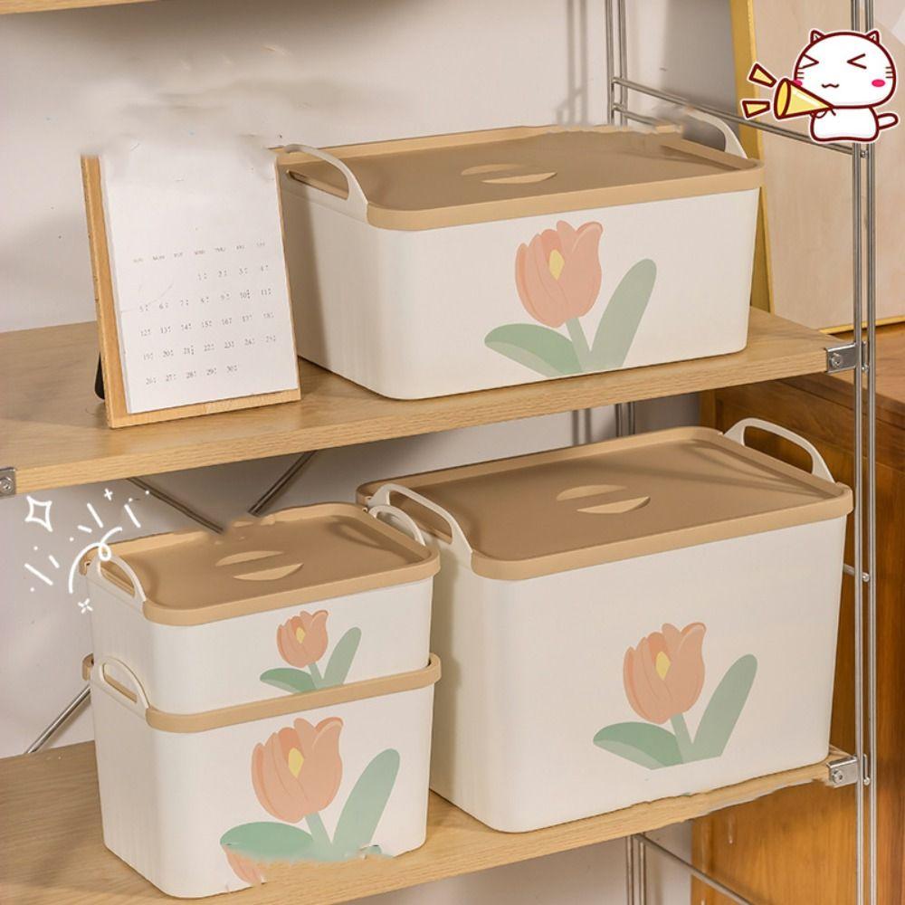 With Lid Tulip Hand-held Storage Box Exquisite Storage Case Wardrobe Box  Clothing