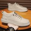 Fashion Men's Leather Casual Sneakers Outdoor Breathable Shoes Soft Low-top Working Shoes