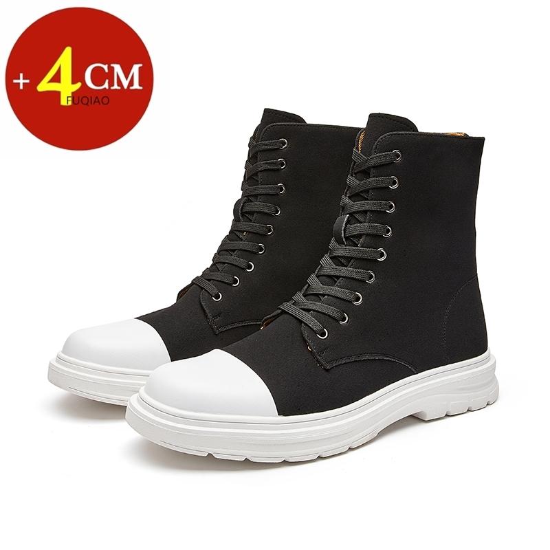 

Men s High Top Suede Boots 4cm Thick Sole Platform Shoes Back Zipper Casual Winter Comfortable Chunky Height Increasing Boots 38 чёрный