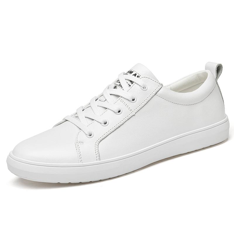 

Мужские повседневные кроссовки на шнуровке, модные и удобные кроссовки, повседневная мужская обувь из натуральной кожи 39 белый