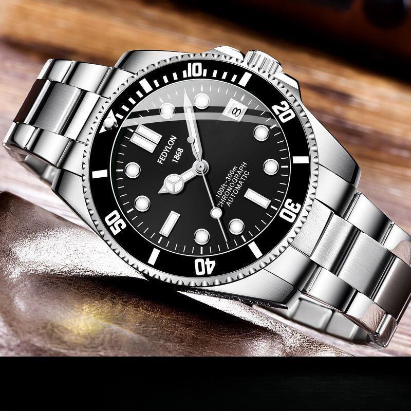 New Green Water Monster Water Ghost Watch Men's Fully Automatic Non-Mechanical Men's Watch Waterproof Calendar Trendy Luminous