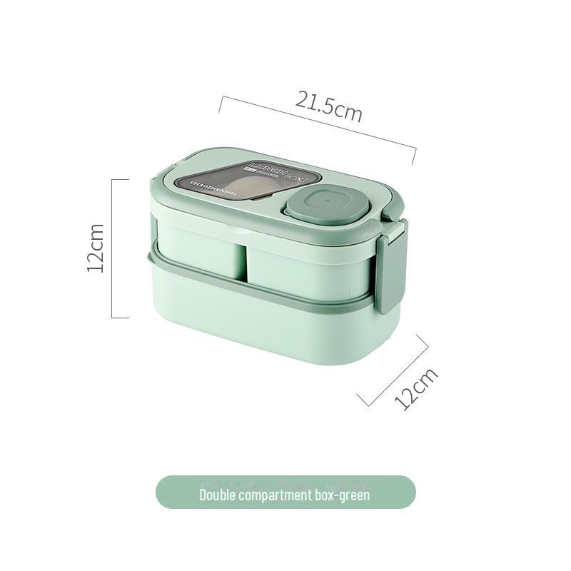 

Многослойный ланч-бокс, пригодный для использования в микроволновой печи, со столовыми приборами и контейнером для хранения свежих продуктов