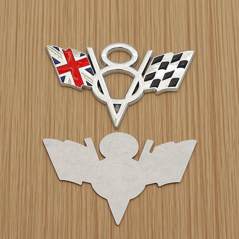3d Metal American V8 United Kingdom Germany USA National Flag Logo Car Bumpers Side Badge Rear Trunk Sticker ID Plate Sticker Car Accessories