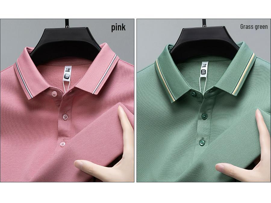 Men's Cashmere Wool & Silk Long Sleeve Polo - Spring/Autumn 2025 Edition, Versatile Dad's Turn-Down Collar Shirt
