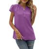 Summer Women's Solid Textured Chiffon Blouse, Loose V-Neck Pullover Short Sleeve Top, European & American Style Casual Top