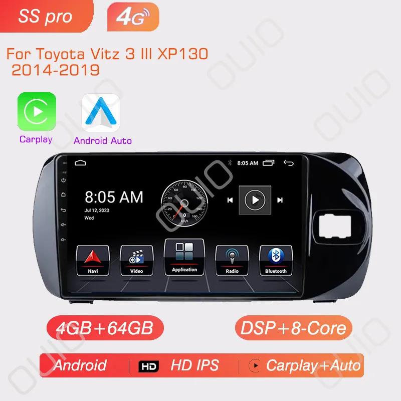 4G Android 13 Radio For Toyota Vitz 3 XP130 2014 2015 2016 2017-2019 Car Stereo Multimedia Player Carplay Auto GPS 2DIN NO DVD