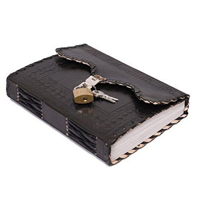 

Кожаный блокнот для записей, уникальный блокнот ручной работы с тиснением, дорожный дневник в классическом стиле и формате для мужчин и женщин 7 x 5 in чёрный