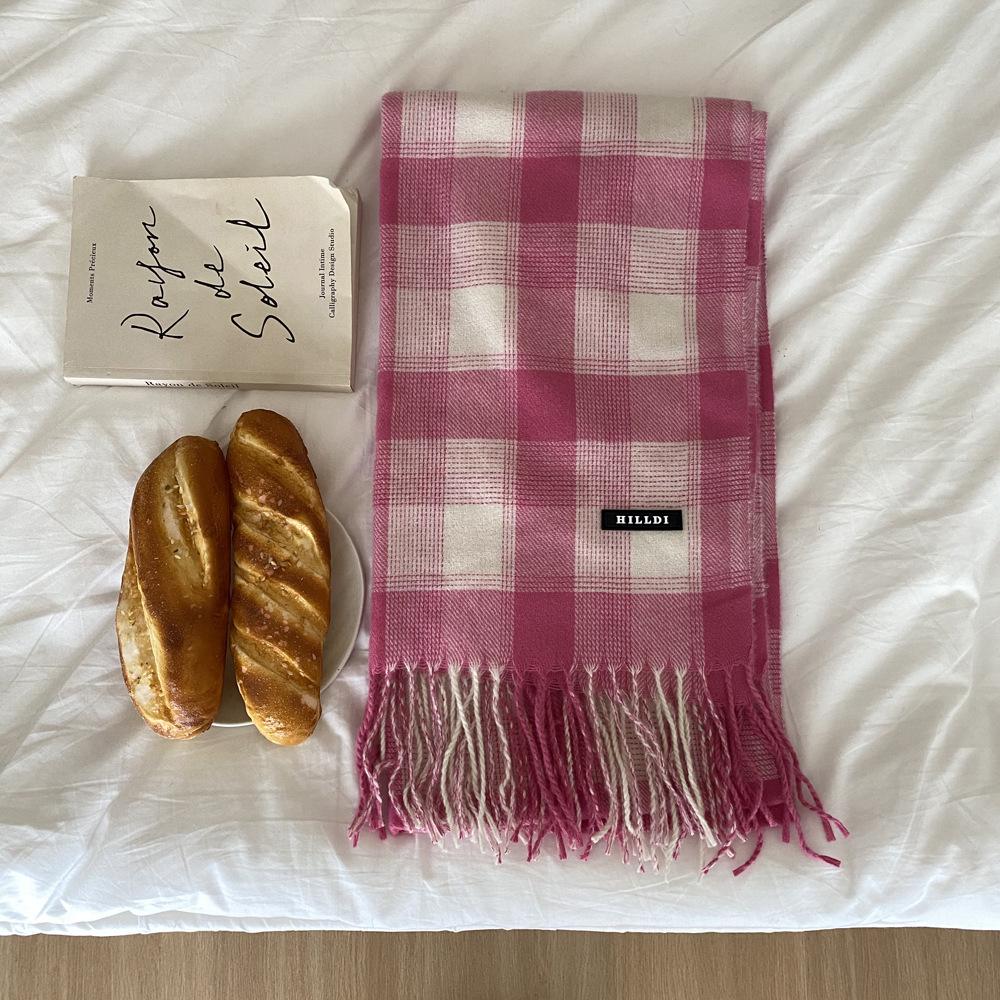 2025 Winter Red Plaid Imitation Cashmere Scarf - Warm Neck Warmer for Women & Couples