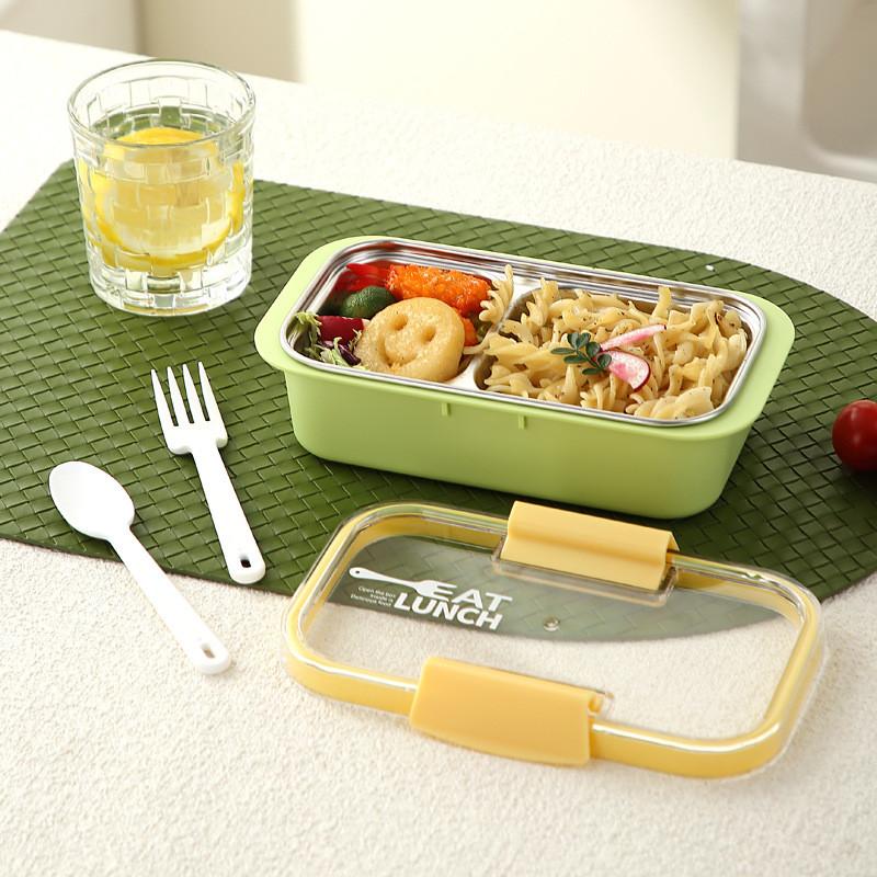 Stainless Steel Bento Box With Dividers For Office Lunch And Portable Food Storage