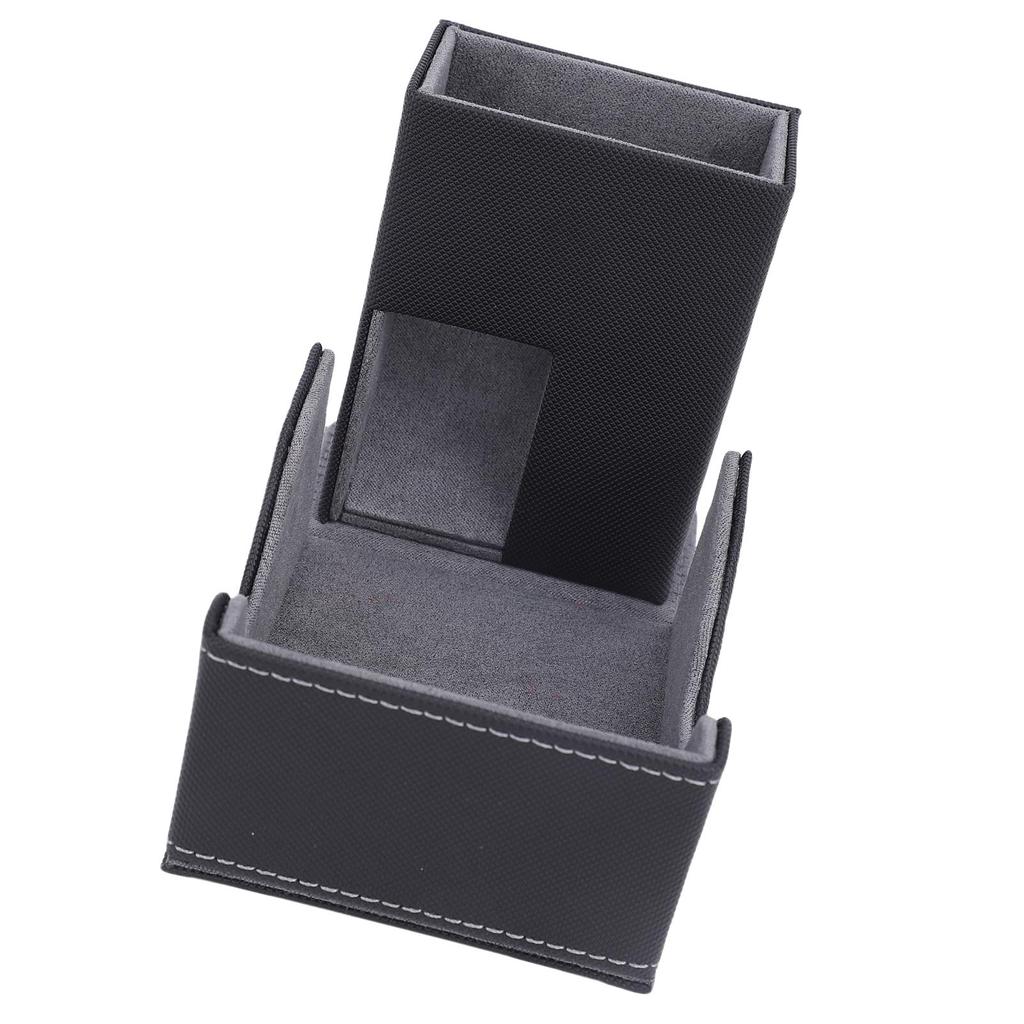 Dice Roller Tower Magnetic Tray Foldable PU Leather Large Capacity Box for Card Board Games Black Gray