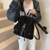Damen Retro Kleine Doppeltaschen PU-Leder Rucksäcke 2026 Winter Y2K Retro Mode Rucksack Schulstudenten Rucksäcke