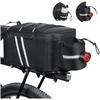 Waterproof 9L Bicycle Rear Rack Bag for Electric Mountain Bikes with Reflective Accents and Tail Light Mount Option