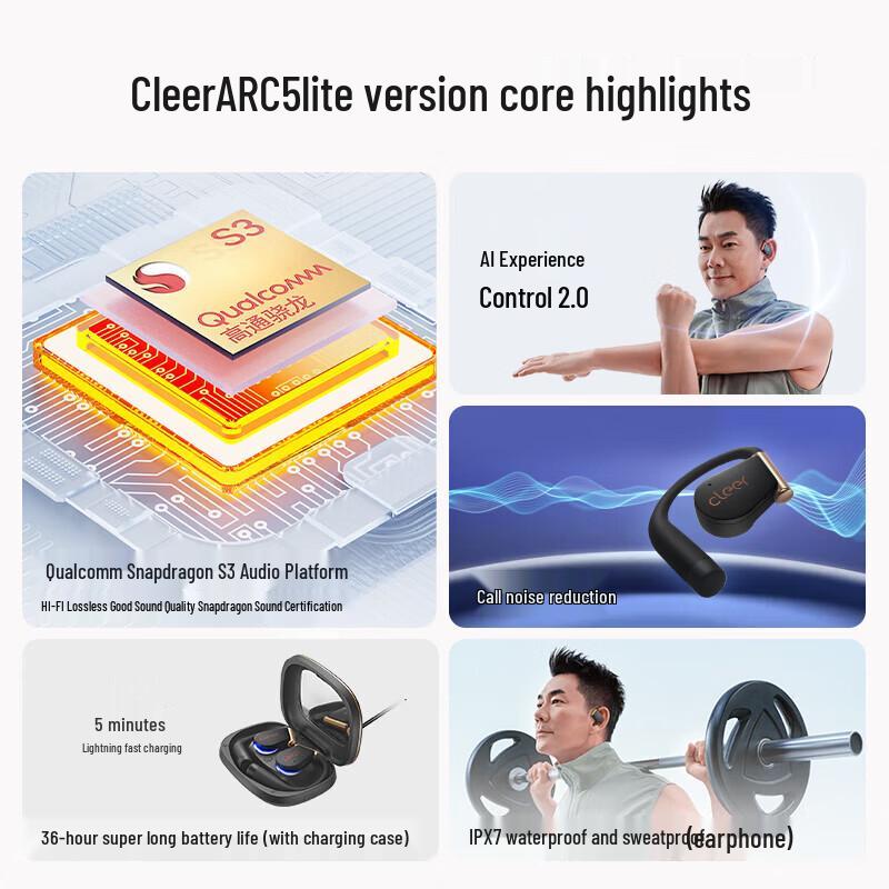 Cleer ARC 5 Lite Open-Ear AI Dolby Sports Bluetooth Earbuds