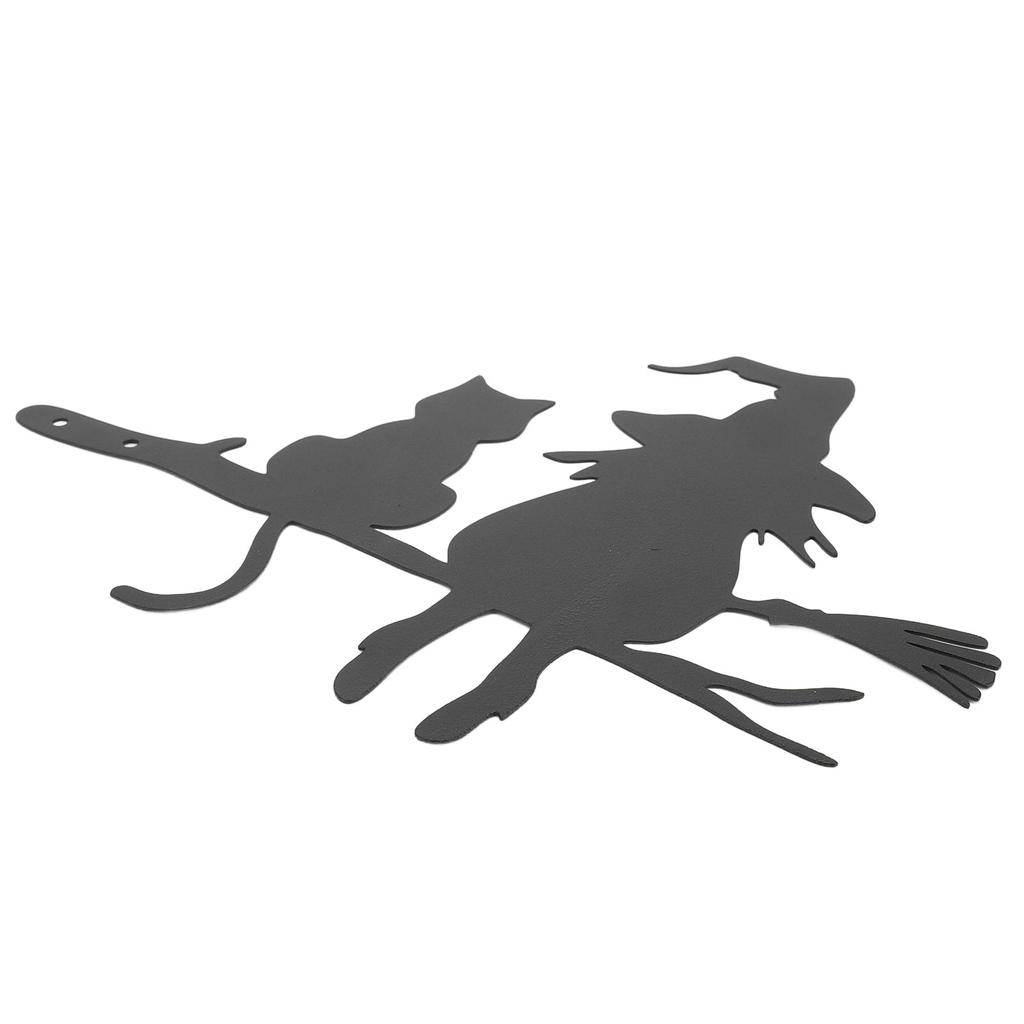 Hexenkatze Gartenstecker Metall Silhouette Niedlicher Hexenkatzenstecker Auf dem Ast für Baumstumpf Hof Rasen Deko