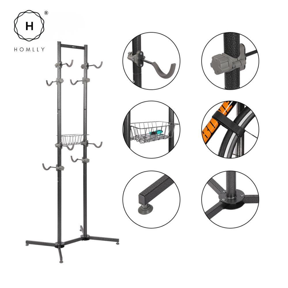 Homlly Free Standing Bike Bicycle Storage Rack Display with Basket (Hold 2/4 bikes)