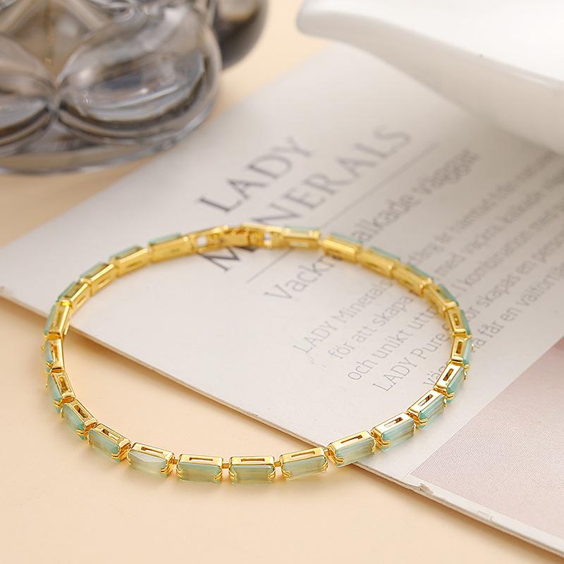 New Electroplated Zircon Rectangular Buckle Clasps Hooks Bracelet Light Luxury High-end Fashion Exquisite Elegant Jewelry 21.5cm