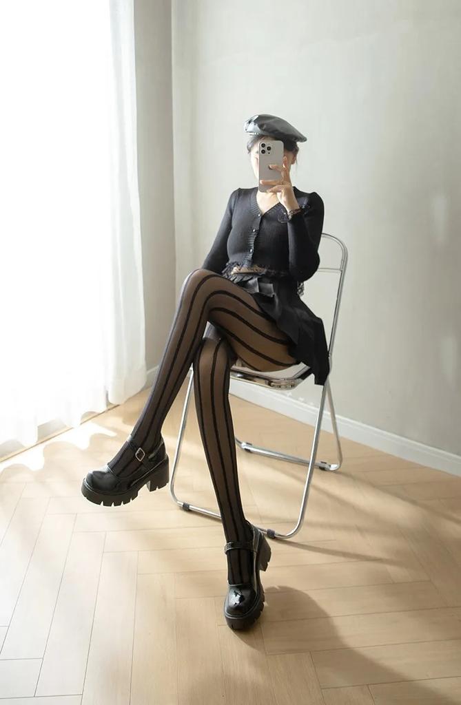 Striped Jacquard Tights, Stylish Ultra-thin Slimming Pantyhose, Women's Stockings & Hosiery
